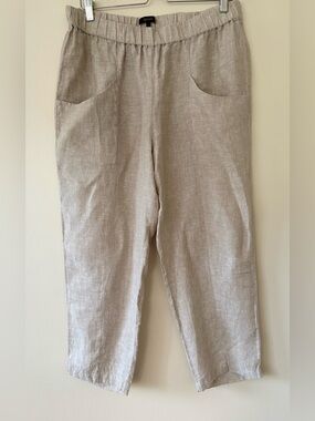 Quince 100% European Linen Tapered Ankle Pants Flax Beige Size L